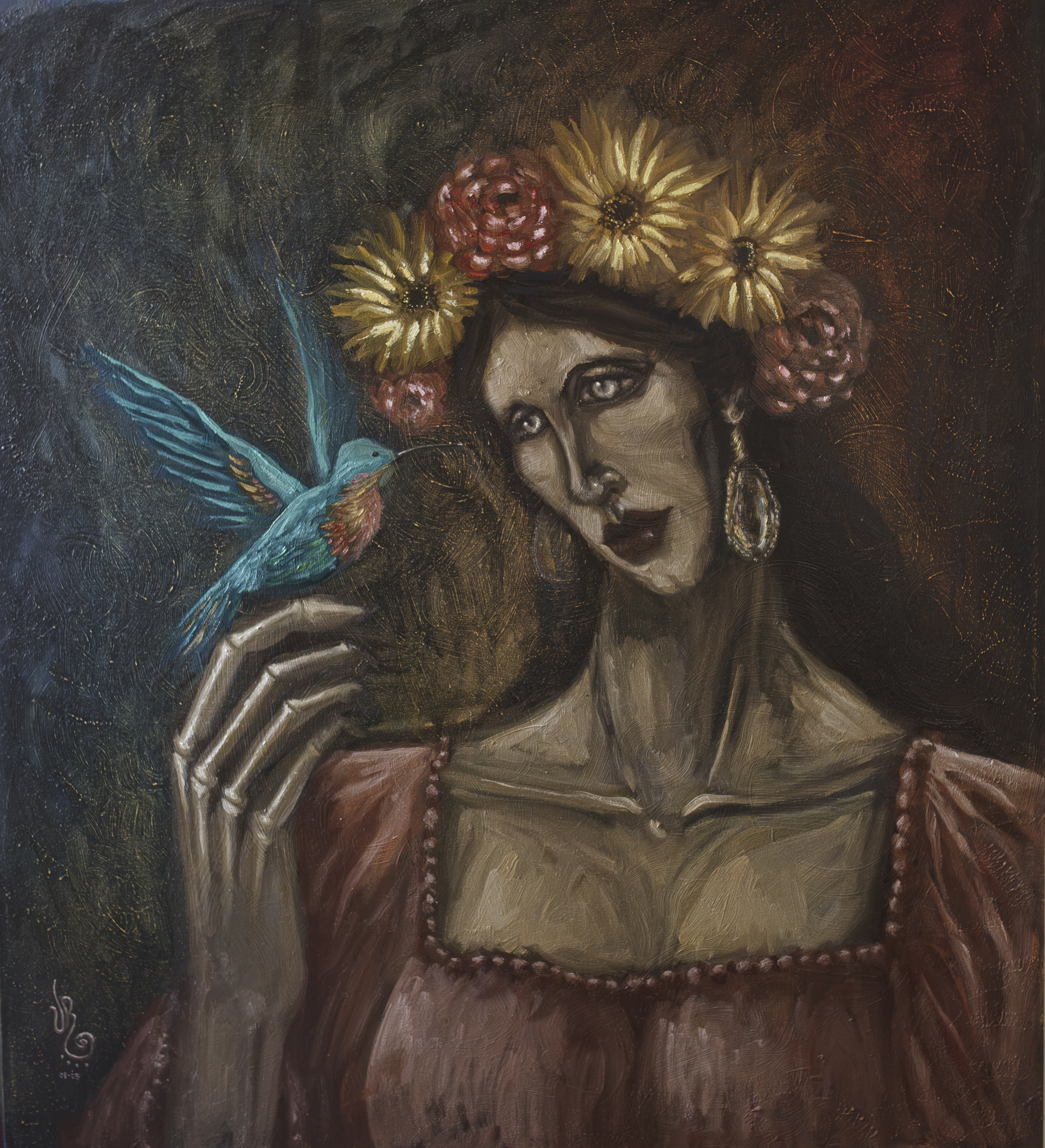 Mujer y colibrí